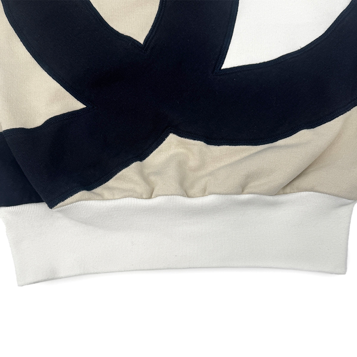 CHANEL BIG COCO MARK SWEATSHIRT BLACK WHITE BEIGE COTTON 36 P58 RTW 90284002