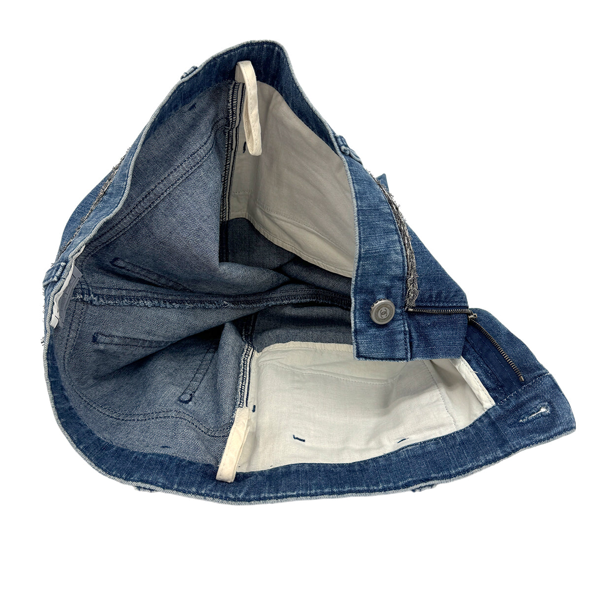 CHANEL COCO BUTTON DENIM SHORTS BLUE COTTON 36 06P RTW 90284005