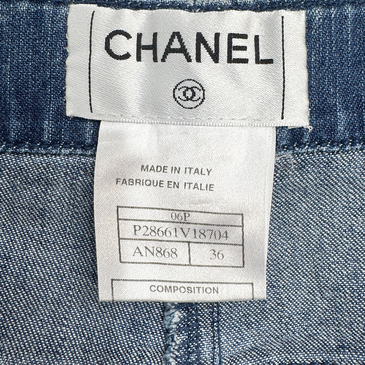 CHANEL COCO BUTTON DENIM SHORTS BLUE COTTON 36 06P RTW 90284005