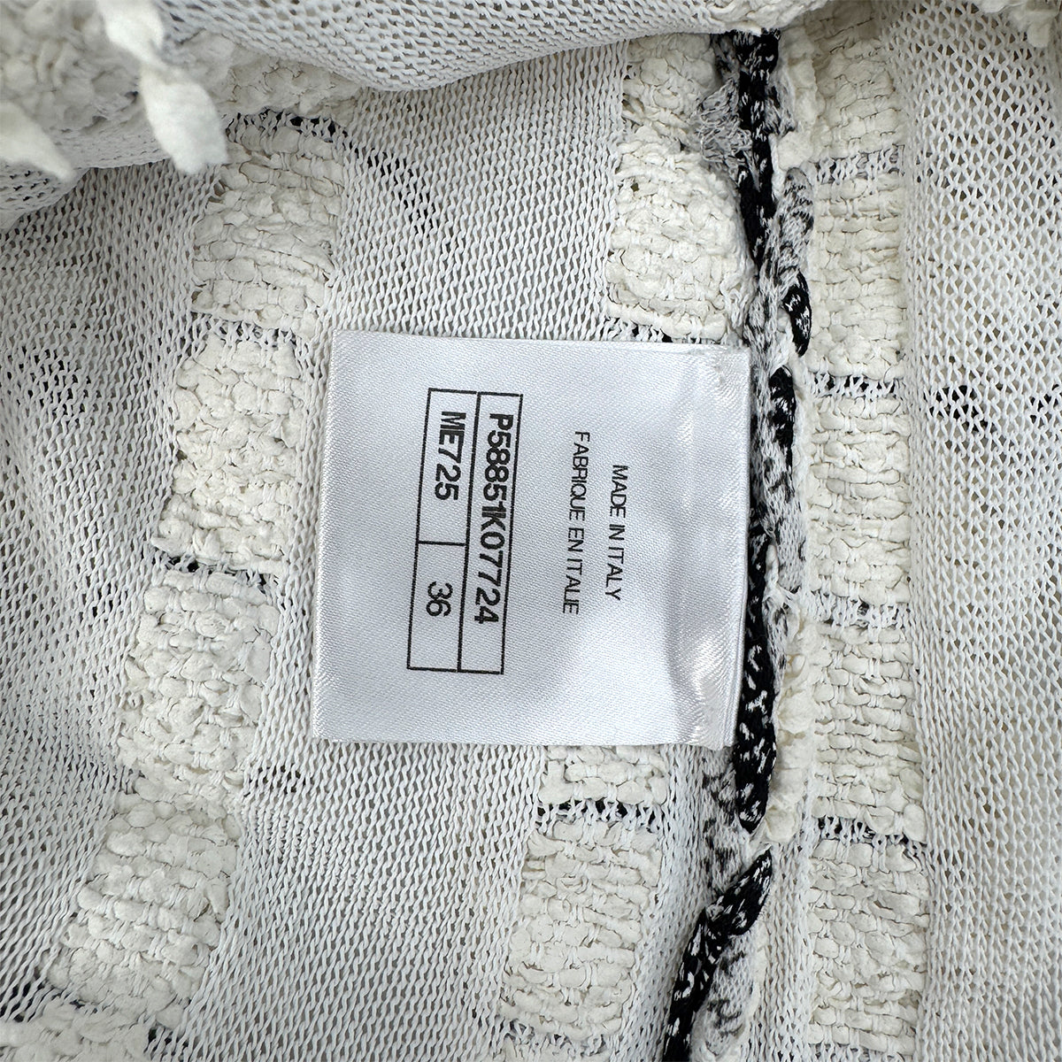 CHANEL VINTAGE FRENGE SUMMER KNIT TOPS WHITE BLACK COTTON 36 P58 RTW 90284006