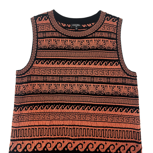 CHANEL GREECE BURNT SLEEVELESS DRESS ORANGE BLACK PAPER 38 P58 RTW 90284008 - PURPOSE