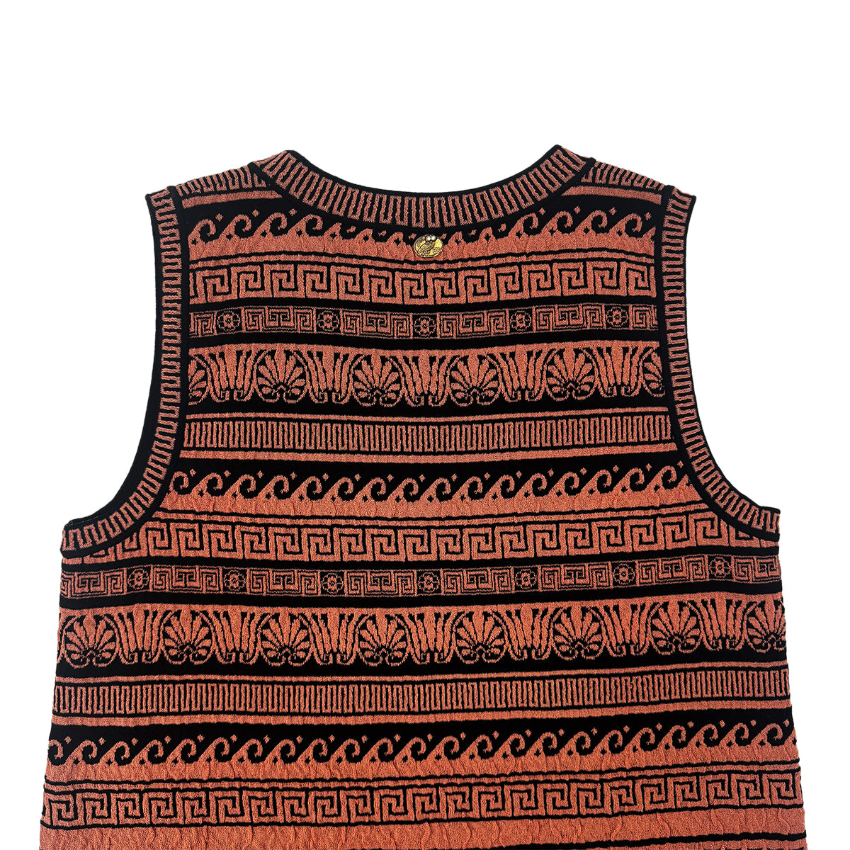 CHANEL GREECE BURNT SLEEVELESS DRESS ORANGE BLACK PAPER 38 P58 RTW 90284008
