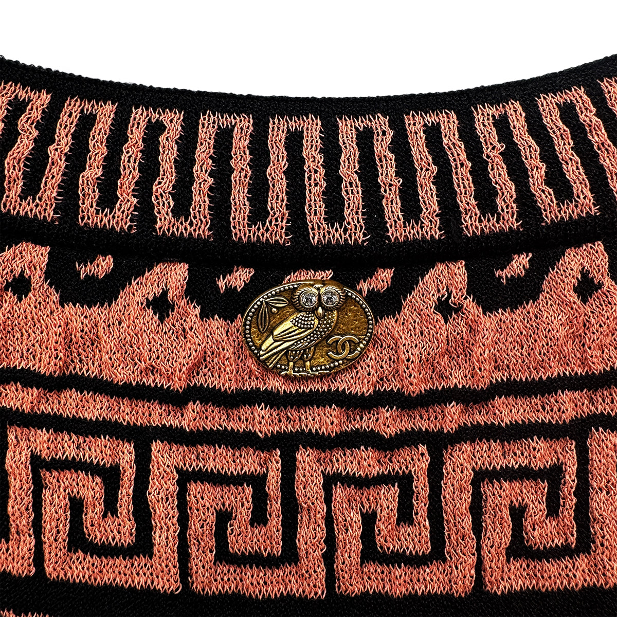 CHANEL GREECE BURNT SLEEVELESS DRESS ORANGE BLACK PAPER 38 P58 RTW 90284008