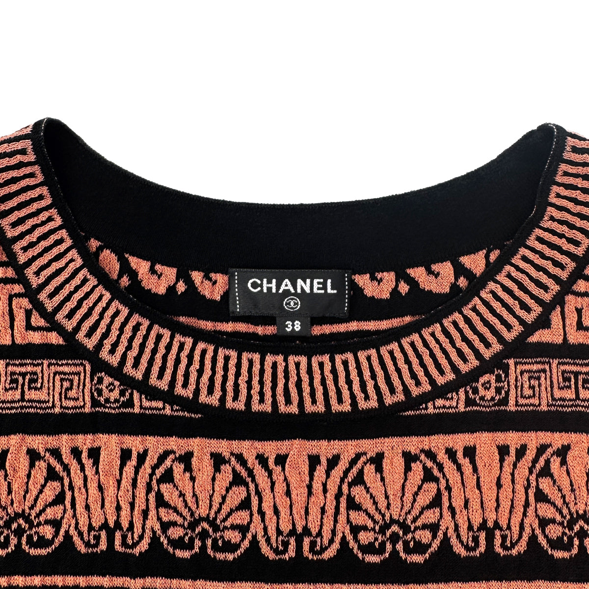 CHANEL GREECE BURNT SLEEVELESS DRESS ORANGE BLACK PAPER 38 P58 RTW 90284008