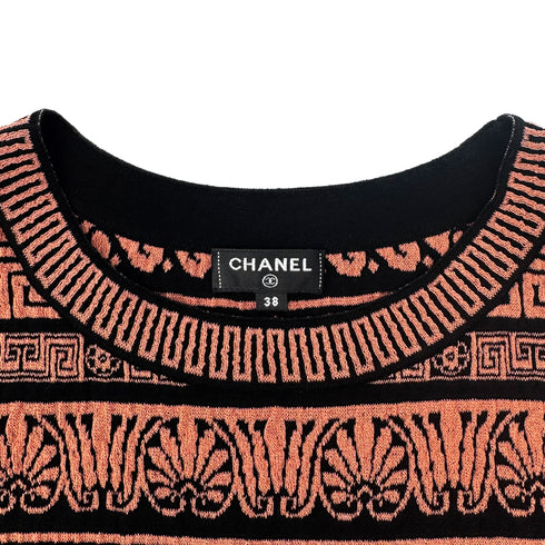 CHANEL GREECE BURNT SLEEVELESS DRESS ORANGE BLACK PAPER 38 P58 RTW 90284008 - PURPOSE