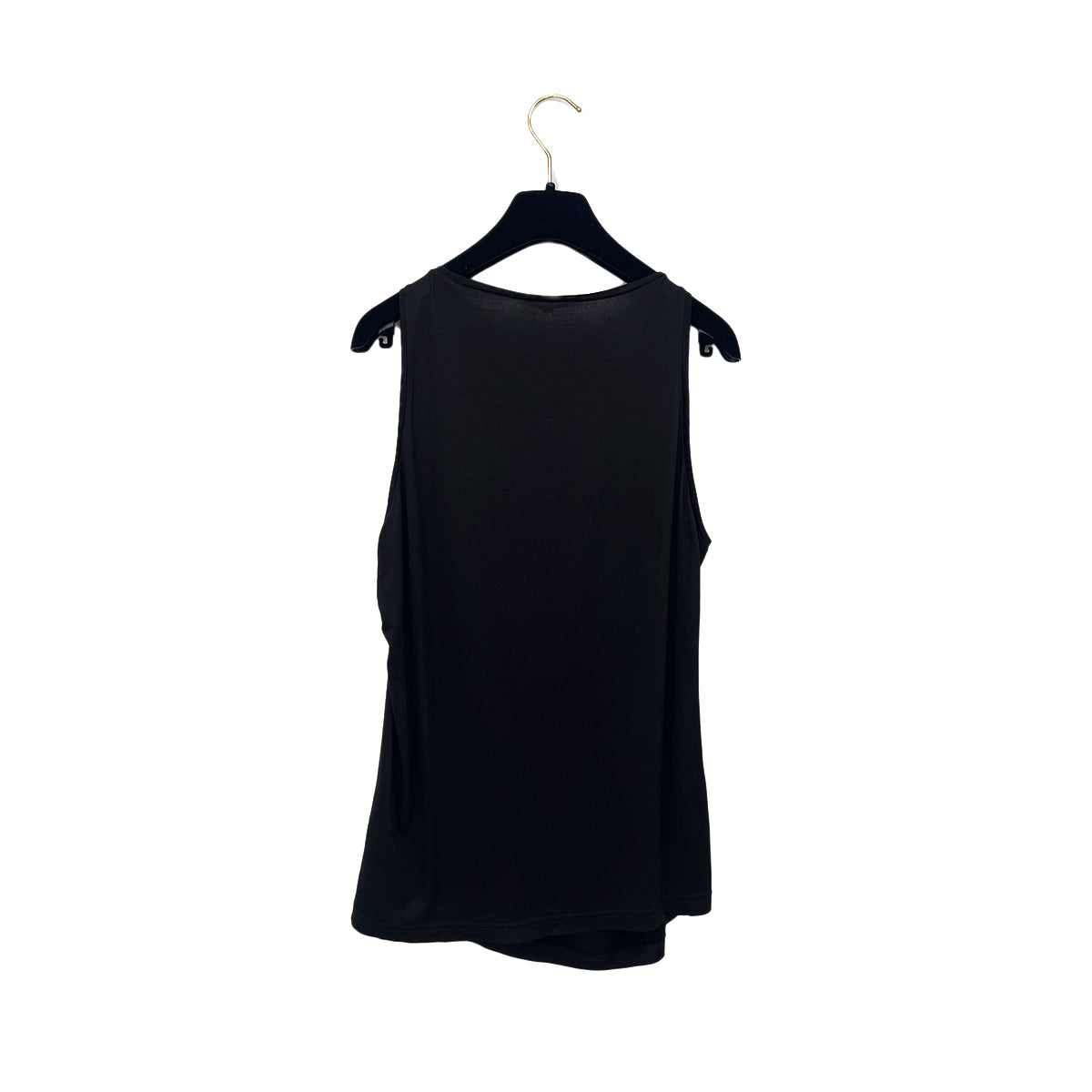 CHANEL SLEEVELESS TOPS CAMELLIA COCOMARK BLACK SILK 38 P58 RTW 90284010
