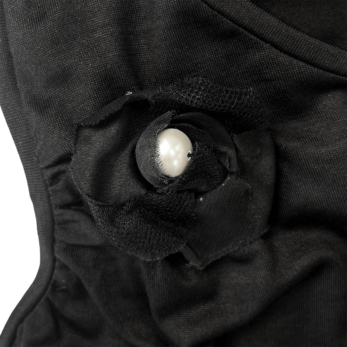 CHANEL SLEEVELESS TOPS CAMELLIA COCOMARK BLACK SILK 38 P58 RTW 90284010