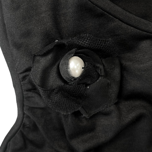 CHANEL SLEEVELESS TOPS CAMELLIA COCOMARK BLACK SILK 38 P58 RTW 90284010 - PURPOSE