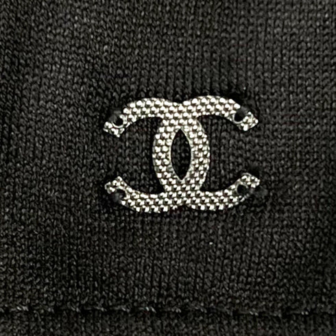 CHANEL SLEEVELESS TOPS CAMELLIA COCOMARK BLACK SILK 38 P58 RTW 90284010 - PURPOSE