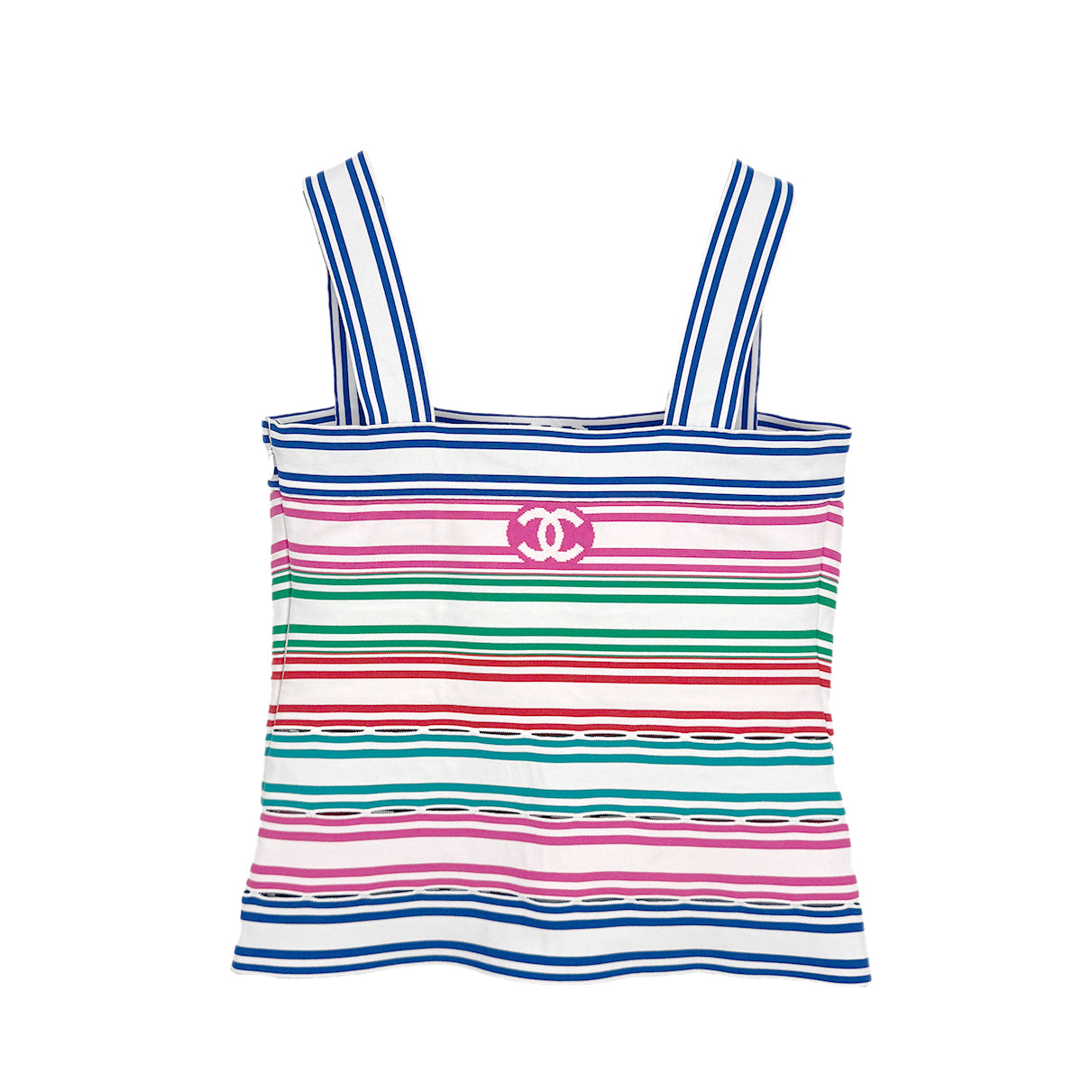 CHANEL COCOMARK BORDER SLEEVELESS TOPS MULTICOLOR POLYESTER 36 P60 RTW 90284014