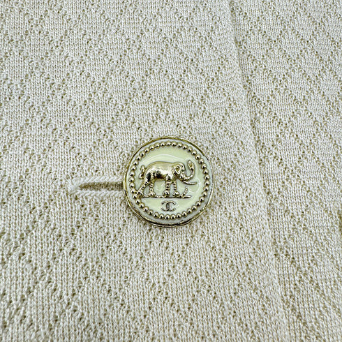 CHANEL COCO BUTTON CARDIGAN BEIGE SILK 38 P44 RTW 90284015