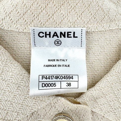 CHANEL COCO BUTTON CARDIGAN BEIGE SILK 38 P44 RTW 90284015