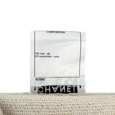 CHANEL COCO BUTTON CARDIGAN BEIGE SILK 38 P44 RTW 90284015