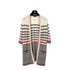 CHANEL LONG CARDIGAN BORDER PATTERN BEIGE RED BLACK WOOL 38 P45 RTW 90284016 - PURPOSE