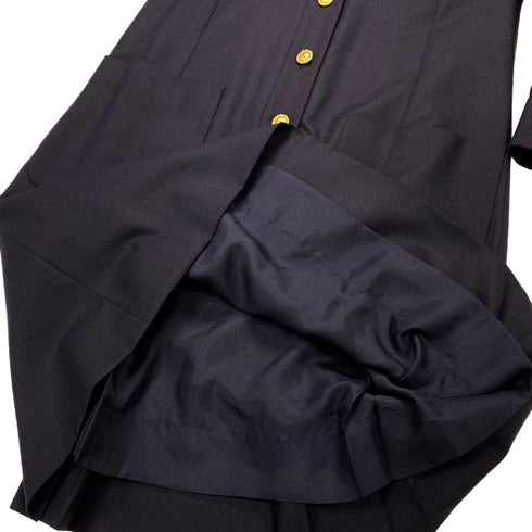 CHANEL VINTAGE COCO BUTTON DRESS NAVY WOOL 38 RTW 90284017 - PURPOSE
