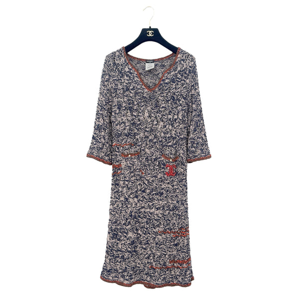 CHANEL COCOMARK BUTTON KNIT DRESS MULTICOLOR VISCOSE 42 P40 RTW 90284019