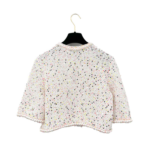 CHANEL GLITTER JACKET COCOMARK RHINESTONE SEQUINS WHITE COTTON 34 P76 RTW 90284024 - PURPOSE