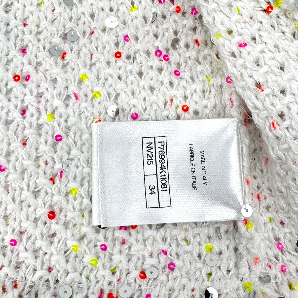 CHANEL GLITTER JACKET COCOMARK RHINESTONE SEQUINS WHITE COTTON 34 P76 RTW 90284024