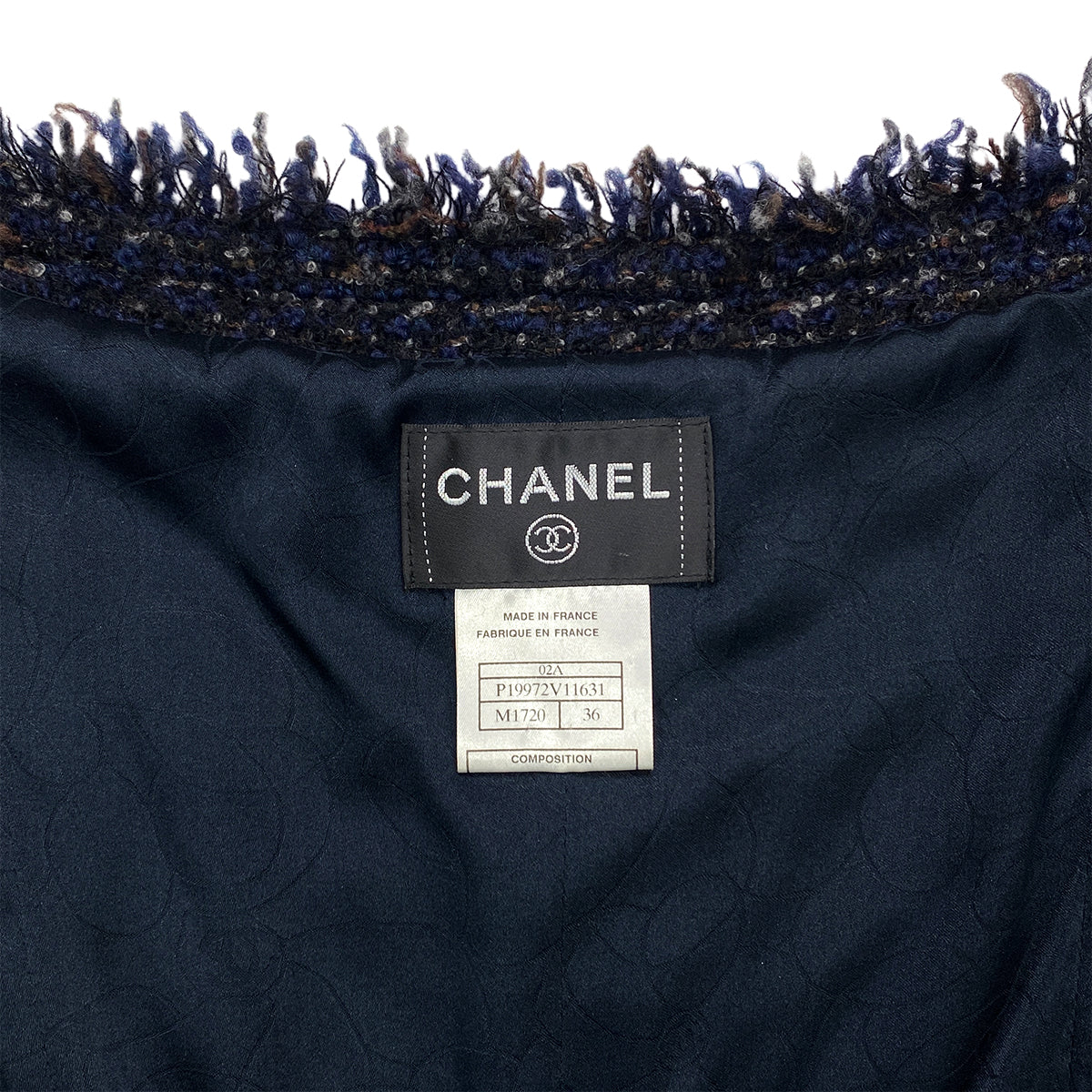 CHANEL TWEED JACKET NAVY WOOL 36 02A RTW 90284029
