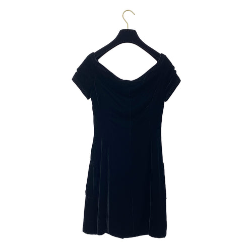 CHANEL VINTAGE GRIPOIX BUTTON DRESS BLACK VELOR 36 96A RTW 90284030 - PURPOSE