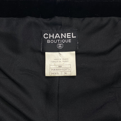 CHANEL VINTAGE GRIPOIX BUTTON DRESS BLACK VELOR 36 96A RTW 90284030 - PURPOSE