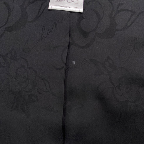 CHANEL TWEED JACKET COLOR STONE RHINESTONE BUTTON BLACK COTTON 38 P43 RTW 90284032 - PURPOSE