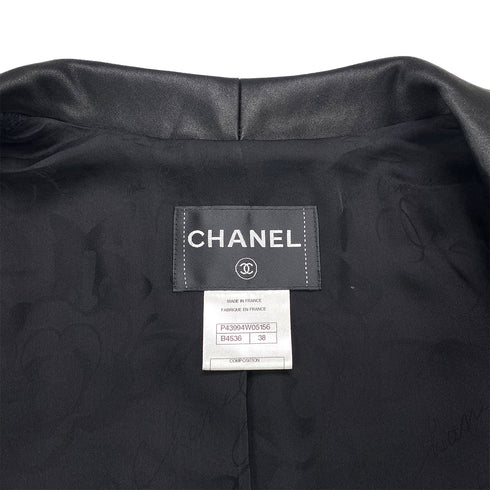 CHANEL TWEED JACKET COLOR STONE RHINESTONE BUTTON BLACK COTTON 38 P43 RTW 90284032 - PURPOSE