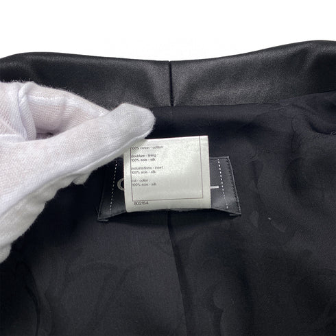 CHANEL TWEED JACKET COLOR STONE RHINESTONE BUTTON BLACK COTTON 38 P43 RTW 90284032 - PURPOSE