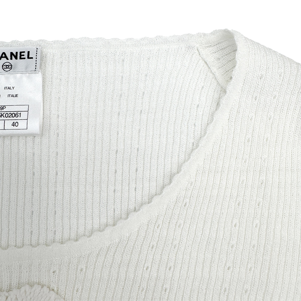 CHANEL COCO MARK TOPS WHITE COTTON 40 09P RTW 90284033