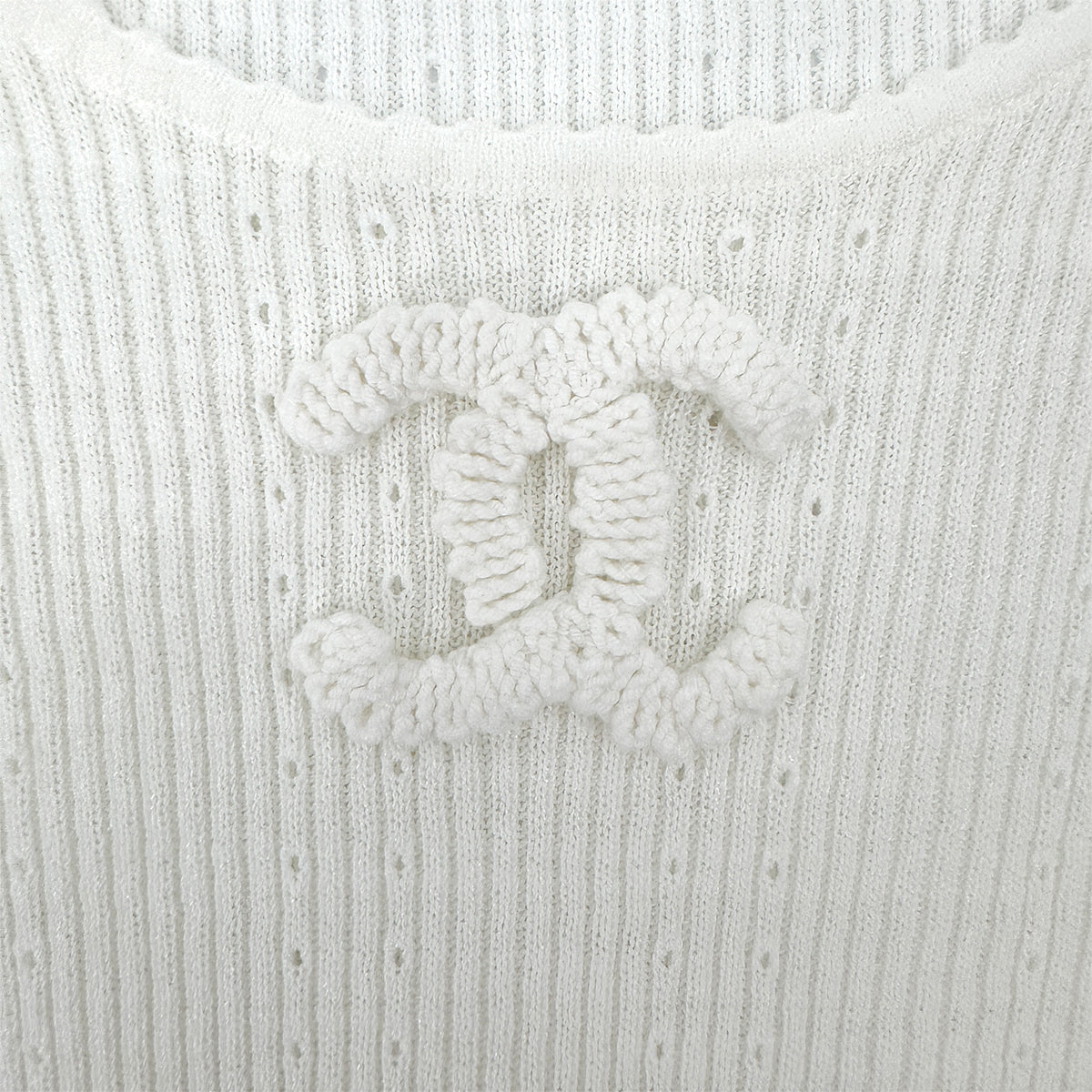 CHANEL COCO MARK TOPS WHITE COTTON 40 09P RTW 90284033