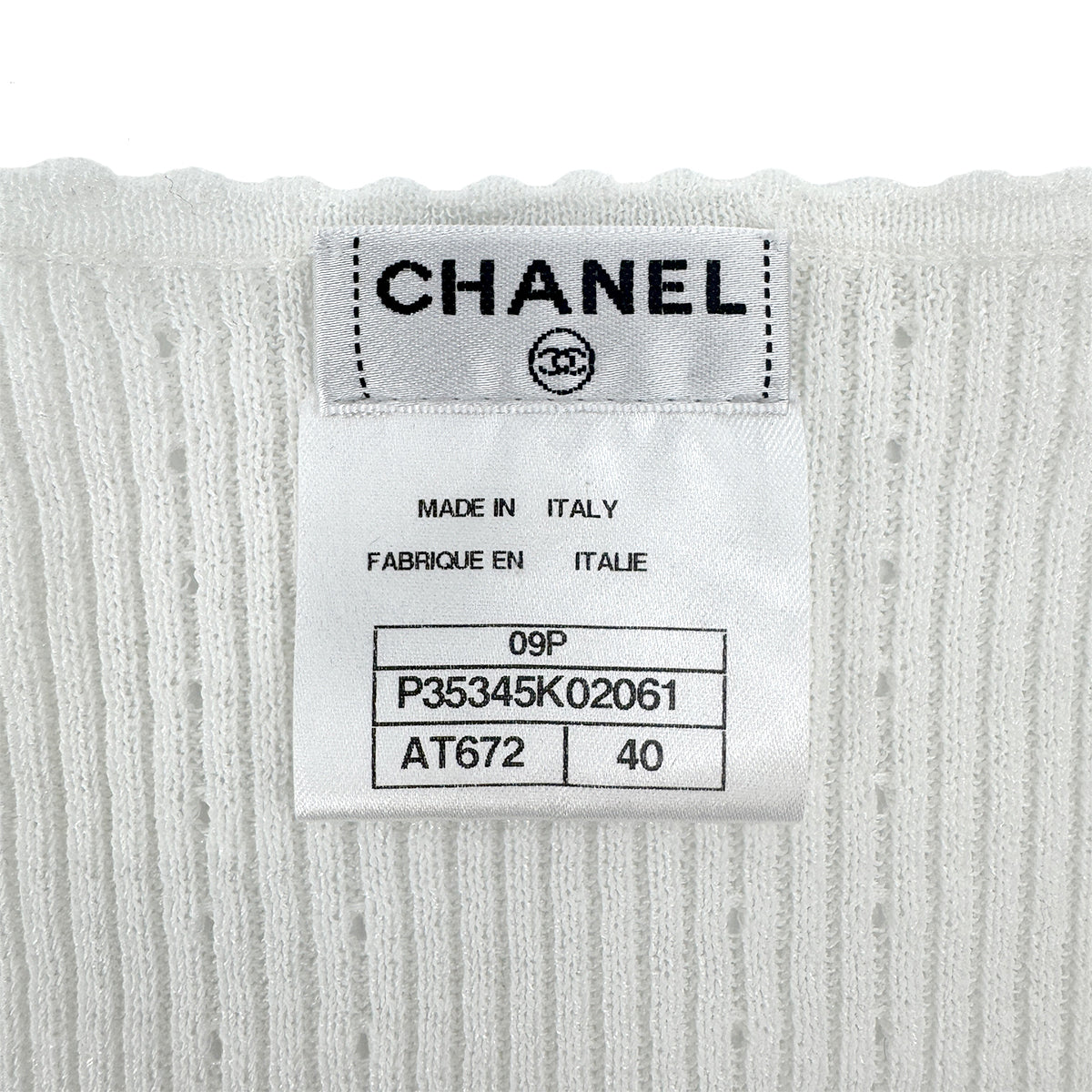 CHANEL COCO MARK TOPS WHITE COTTON 40 09P RTW 90284033