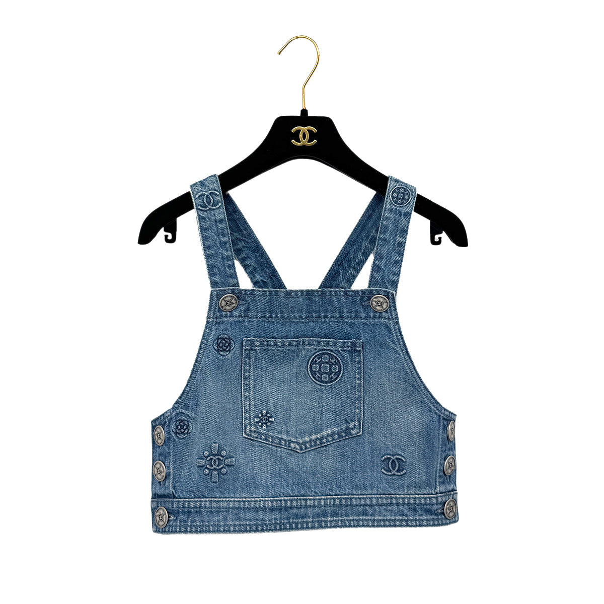 CHANEL DENIM BUSTIER COCOMARK BLUE 34 P70 RTW 90284034