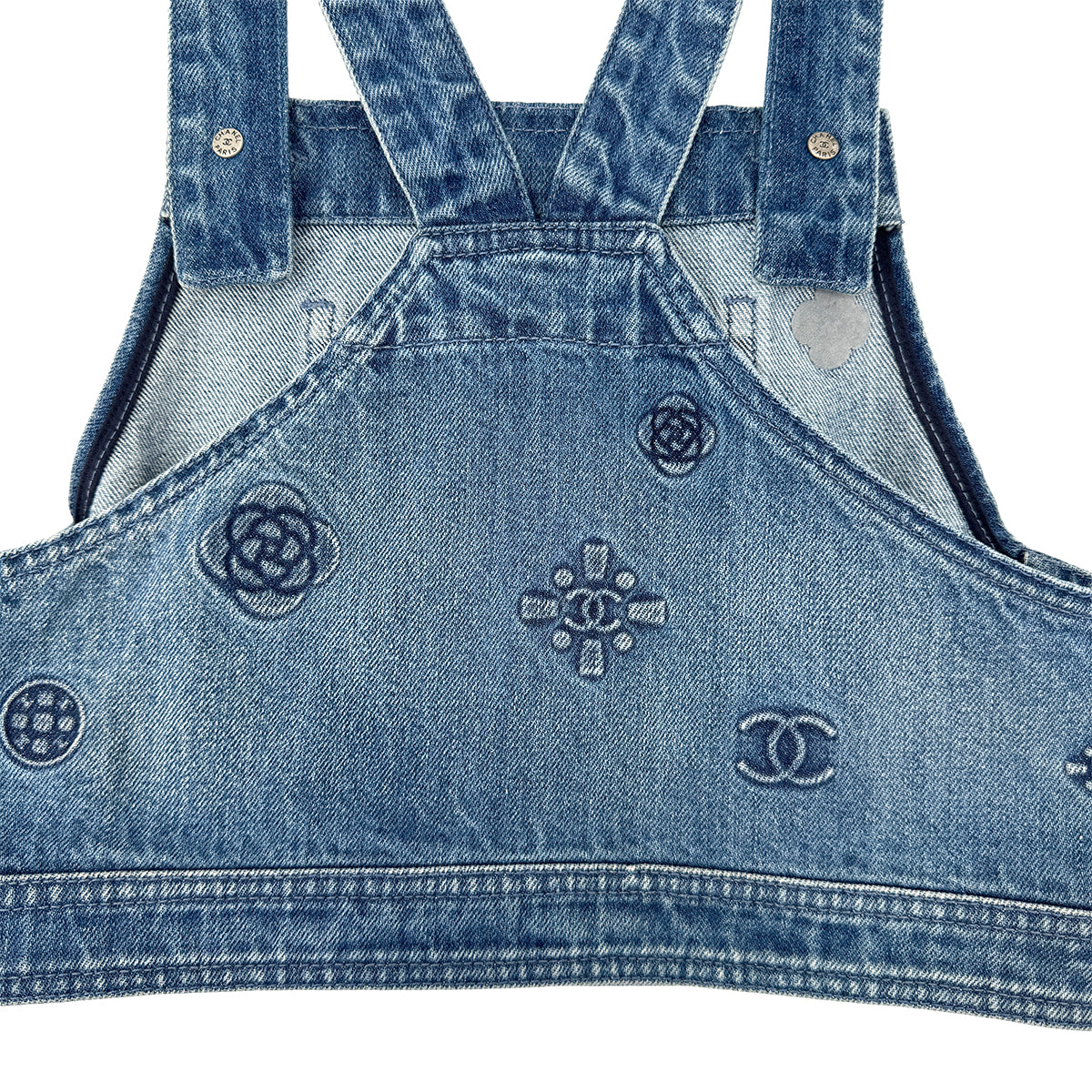 CHANEL DENIM BUSTIER COCOMARK BLUE 34 P70 RTW 90284034