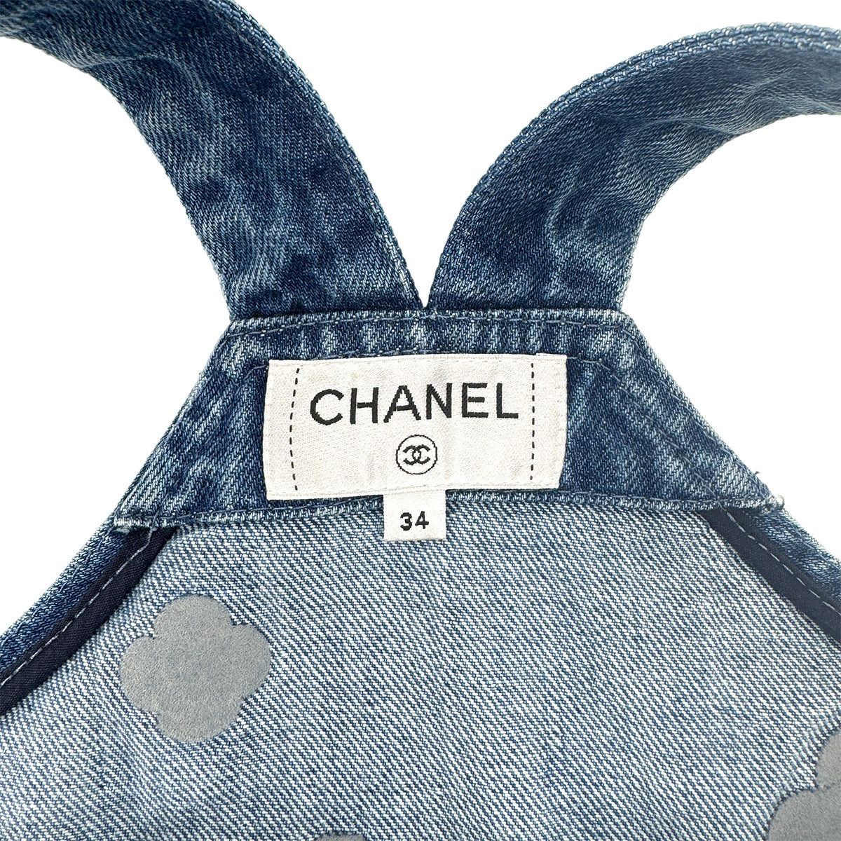 CHANEL DENIM BUSTIER COCOMARK BLUE 34 P70 RTW 90284034