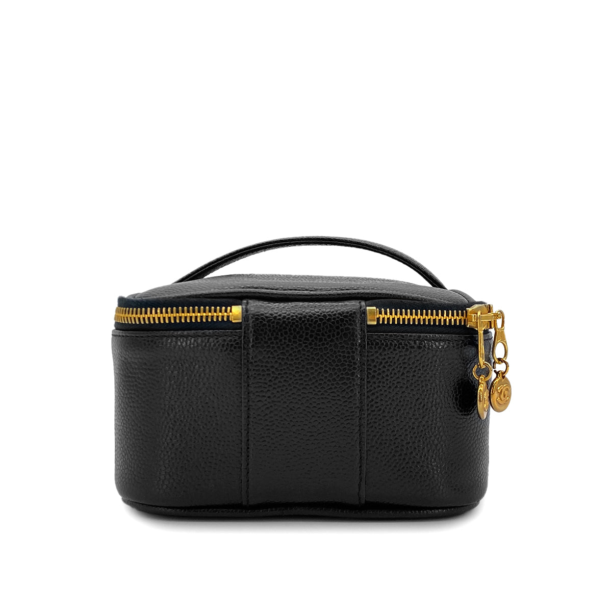 CHANEL VINTAGE VANITY HAND BAG BLACK CAVIAR SKIN 90284148