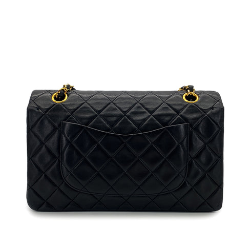 CHANEL VINTAGE CLASSIC FLAP MEDIUM CHAIN SHOULDER BAG BLACK LAMB SKIN 90284155 - PURPOSE