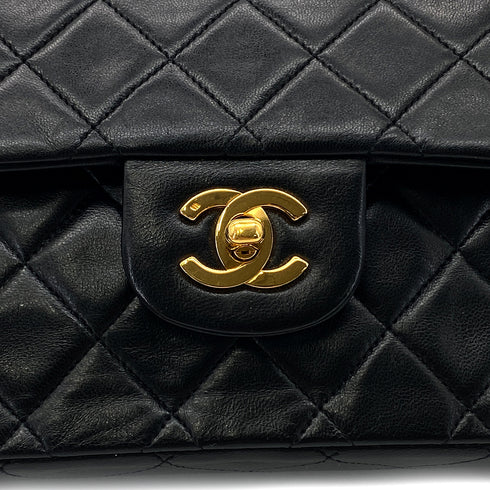 CHANEL VINTAGE CLASSIC FLAP MEDIUM CHAIN SHOULDER BAG BLACK LAMB SKIN 90284155 - PURPOSE