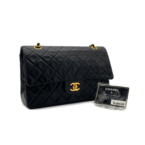 CHANEL VINTAGE CLASSIC FLAP MEDIUM CHAIN SHOULDER BAG BLACK LAMB SKIN 90284155 - PURPOSE