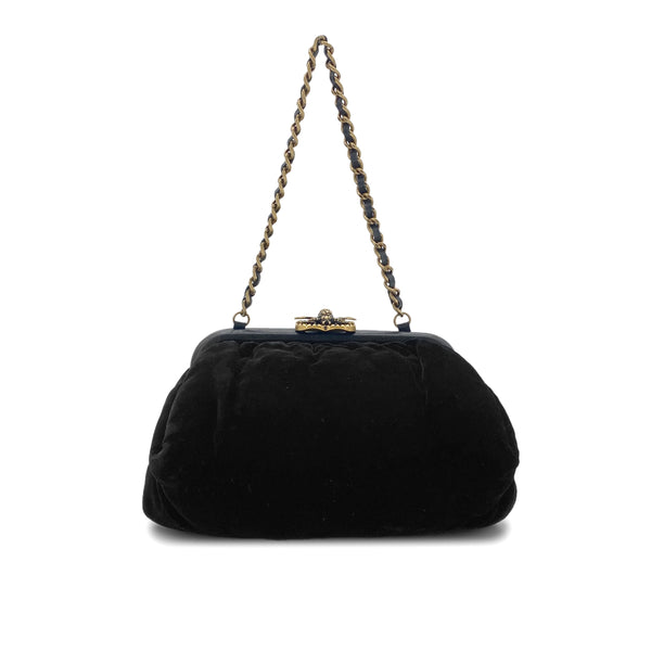 CHANEL BEE CHAIN SHOULDER BAG BLACK VELOR 90284156