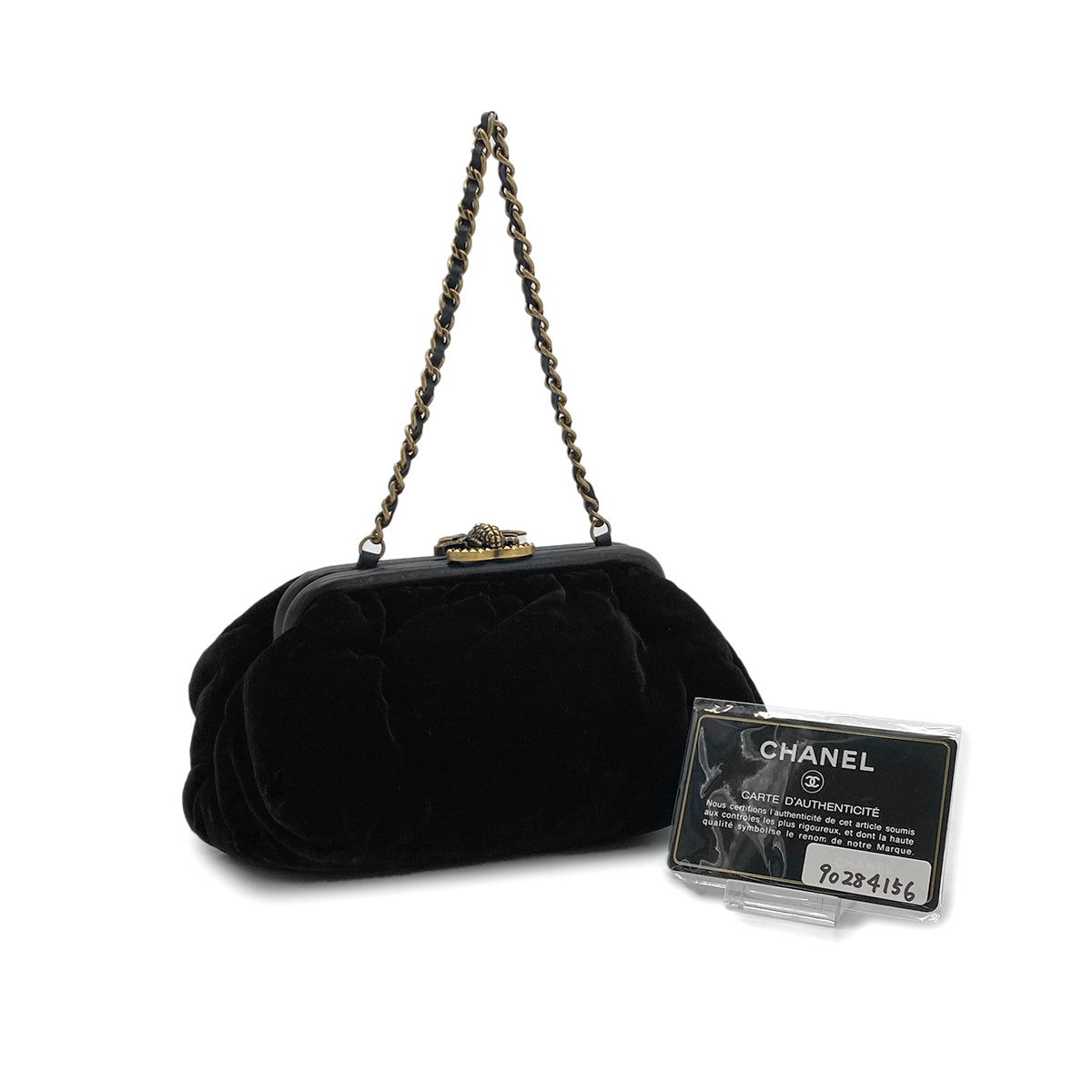 CHANEL BEE CHAIN SHOULDER BAG BLACK VELOR 90284156