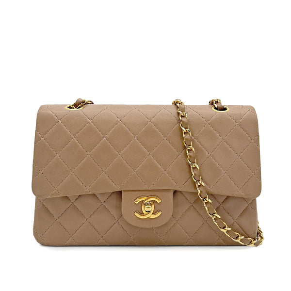 CHANEL VINTAGE CLASSIC FLAP MEDIUM CHAIN SHOULDER BAG BEIGE LAMB SKIN 90284161 - PURPOSE