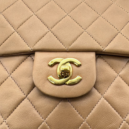 CHANEL VINTAGE CLASSIC FLAP MEDIUM CHAIN SHOULDER BAG BEIGE LAMB SKIN 90284161 - PURPOSE