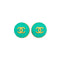 CHANEL VINTAGE EARRINGS COCOMARK GREEN ROUND ACCESSORY 93C 90284391 - PURPOSE