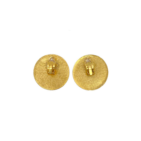 CHANEL VINTAGE EARRINGS COCOMARK GREEN ROUND ACCESSORY 93C 90284391 - PURPOSE