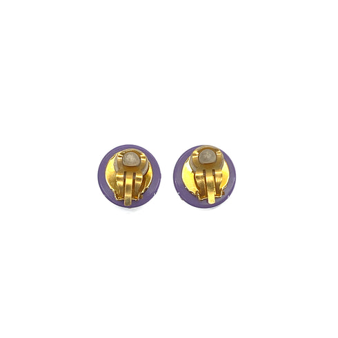 CHANEL VINTAGE EARRINGS COCOMARK ROUND DOT STUDS ACCESSORY PURPLE PLASTIC 96C 90284392 - PURPOSE