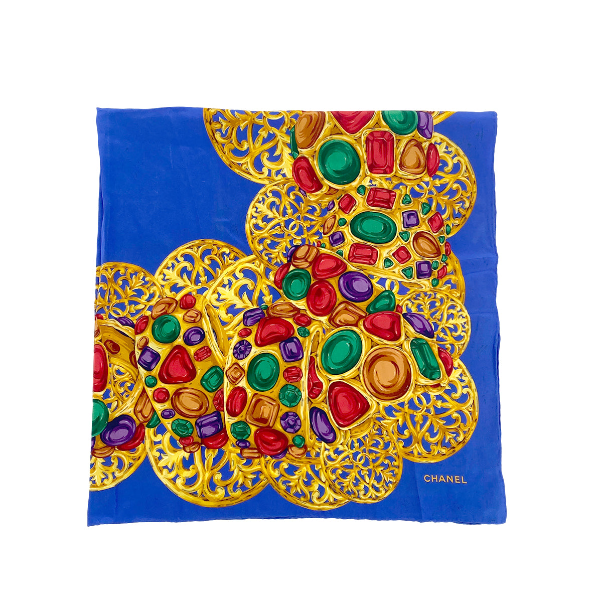 CHANEL VINTAGE SCARF GRIPOA PATTERN MULTICOLOR SILK 90284393