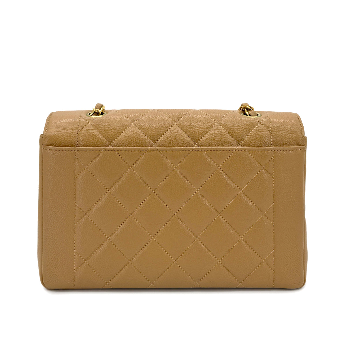 CHANEL VINTAGE MATELASSE CHAIN SHOULDER BAG BEIGE CAVIAR SKIN 90284398