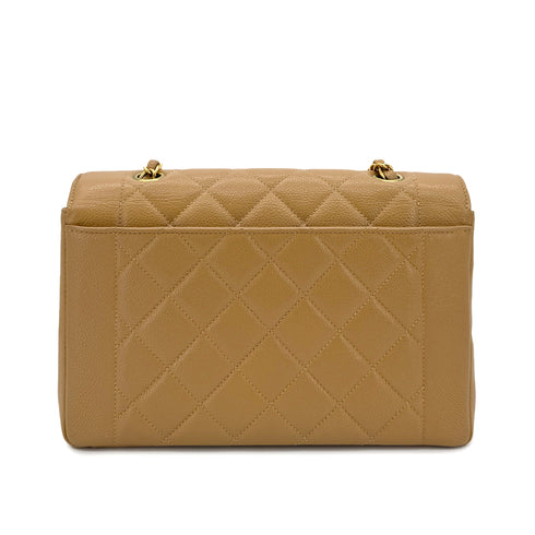 CHANEL VINTAGE MATELASSE CHAIN SHOULDER BAG BEIGE CAVIAR SKIN 90284398 - PURPOSE