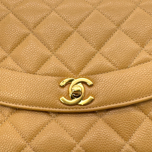 CHANEL VINTAGE MATELASSE CHAIN SHOULDER BAG BEIGE CAVIAR SKIN 90284398 - PURPOSE