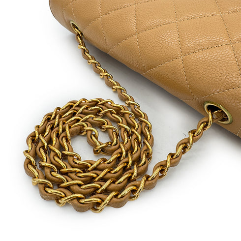 CHANEL VINTAGE MATELASSE CHAIN SHOULDER BAG BEIGE CAVIAR SKIN 90284398 - PURPOSE